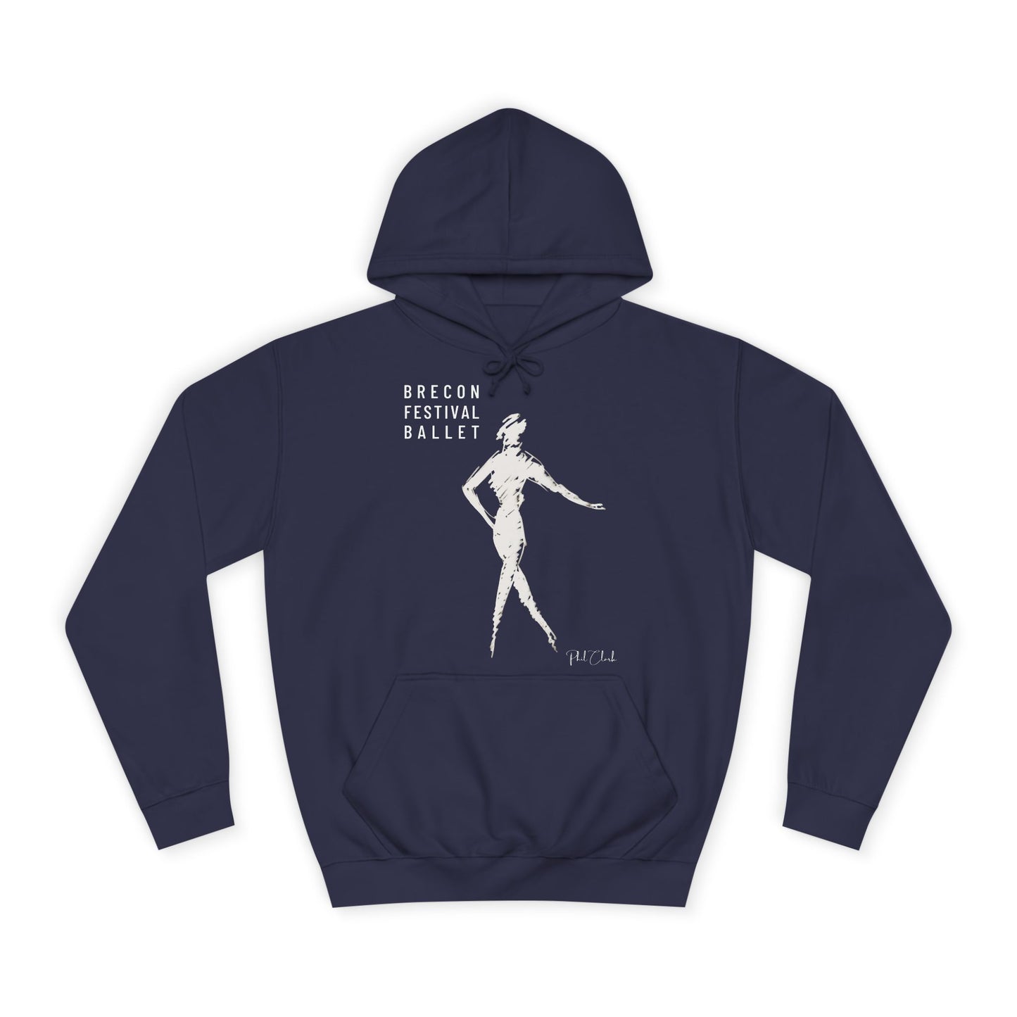 Phil Clark Ballet Dancer Hoodie – Unisex, Navy & White – Exclusive Design for Brecon Festival Ballet