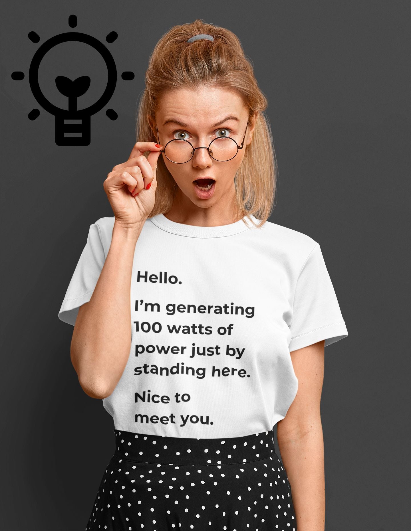 Hello, I'm Generating 100 Watts (Unisex) Men's T-shirt: A Powerful Science-Inspired Design