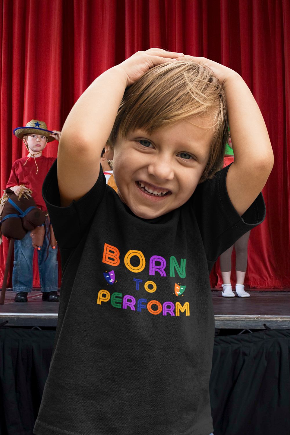 “Born to Perform” Kids’ Theatre T-Shirt – Retro Style for Rising Stars