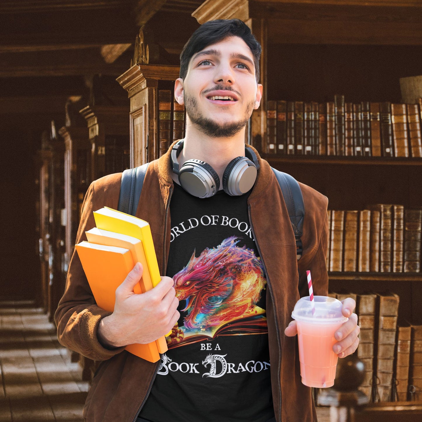 In a World of Bookworms, Be a BookDragon – Fantasy T-Shirt for Book Lovers