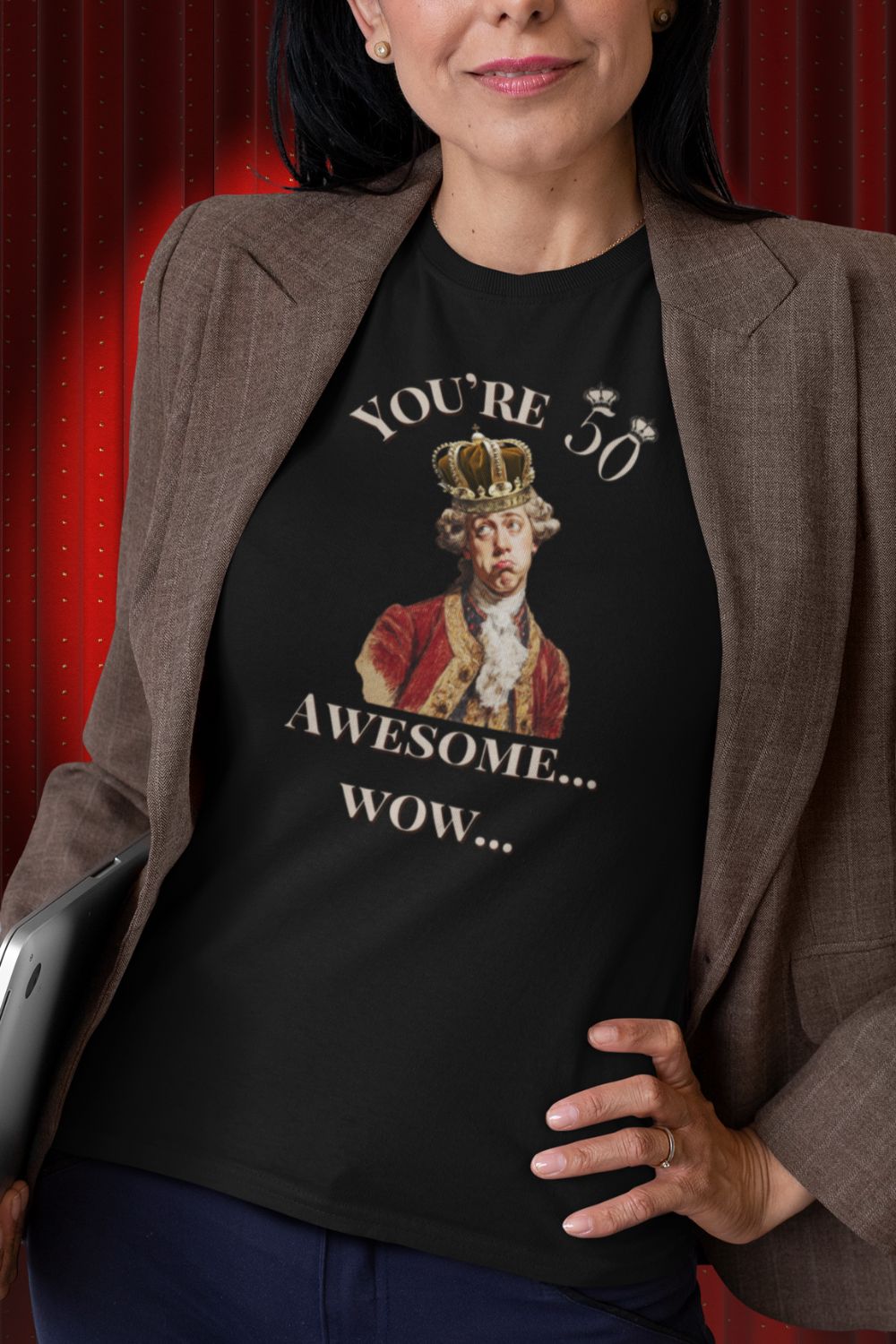Women’s Theatre 50th Birthday T-Shirt – You’re 50. Awesome. Wow.