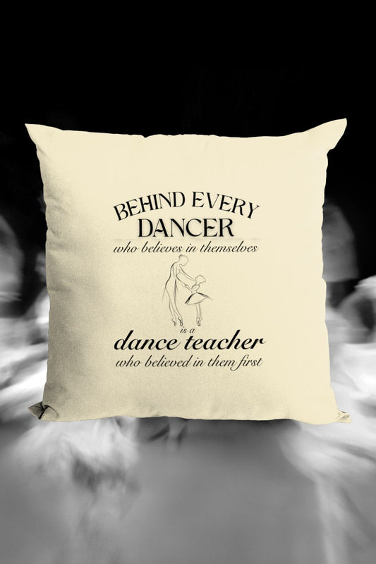 Dance Teacher Cushion Cover – Fairtrade Cotton Thank You Gift (40 x 40cm, Insert Not Included)