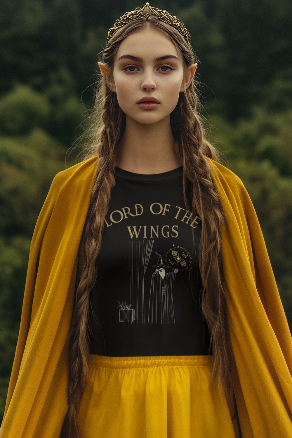 “Lord of the Wings” Fitted Backstage Crew T-Shirt for Women – Funny Theatre Graphic | Slim Fit Black T-Shirt