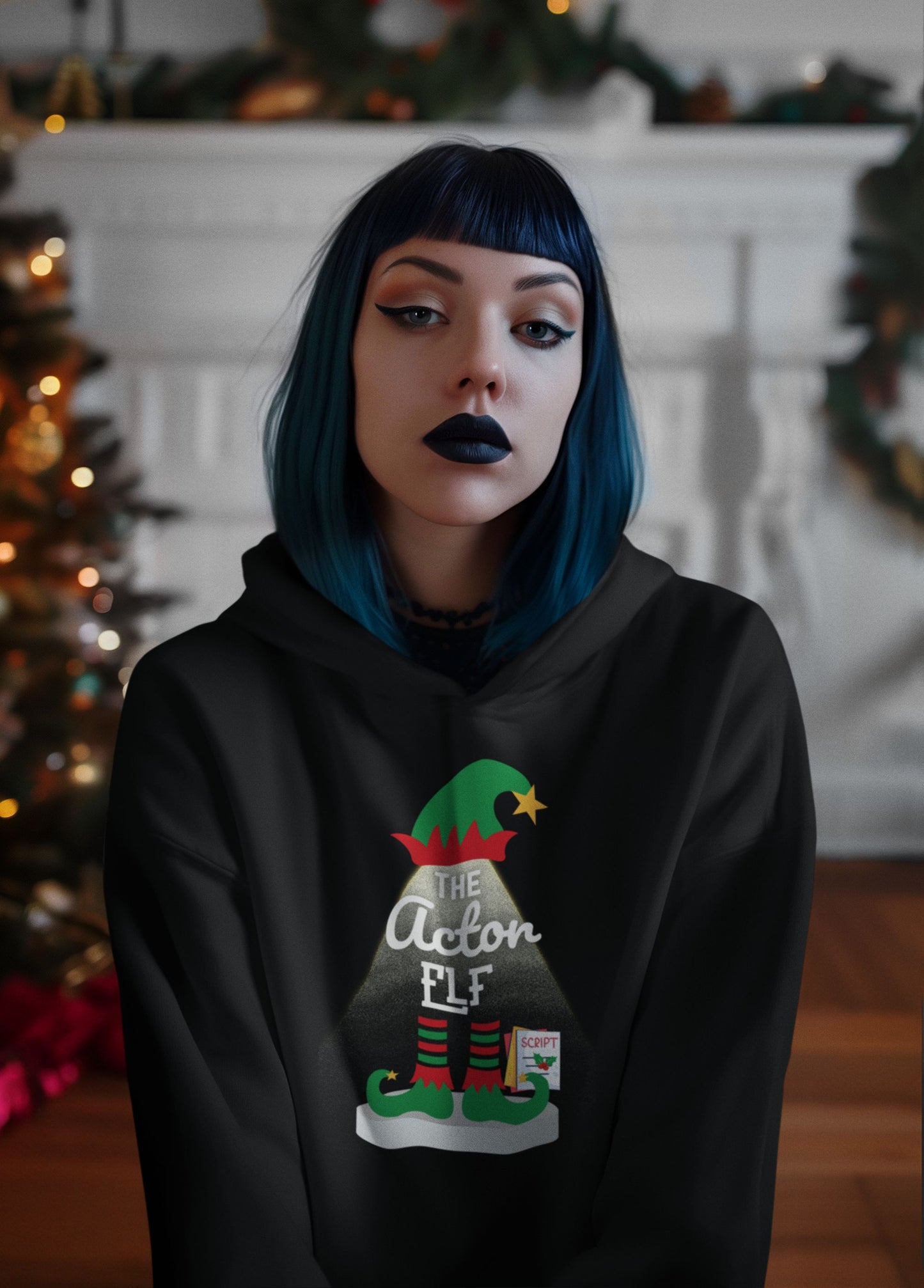 The Actor Elf Ladies' Christmas Hoodie – Festive Cosy Style for Performers