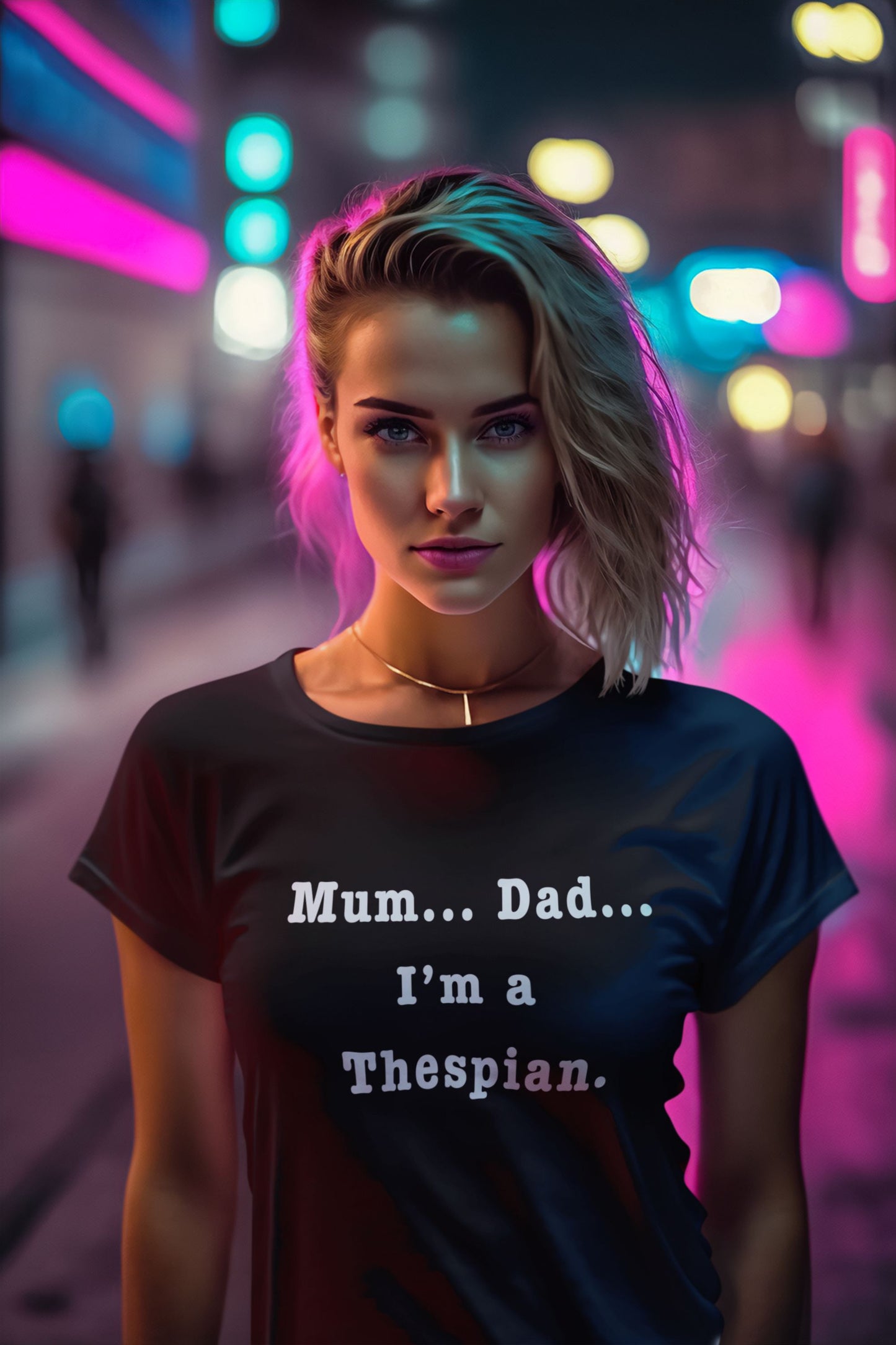 "Mum… Dad… I'm a Thespian Women's Theatre T-Shirt – Feminine Fit for Stage Enthusiasts"