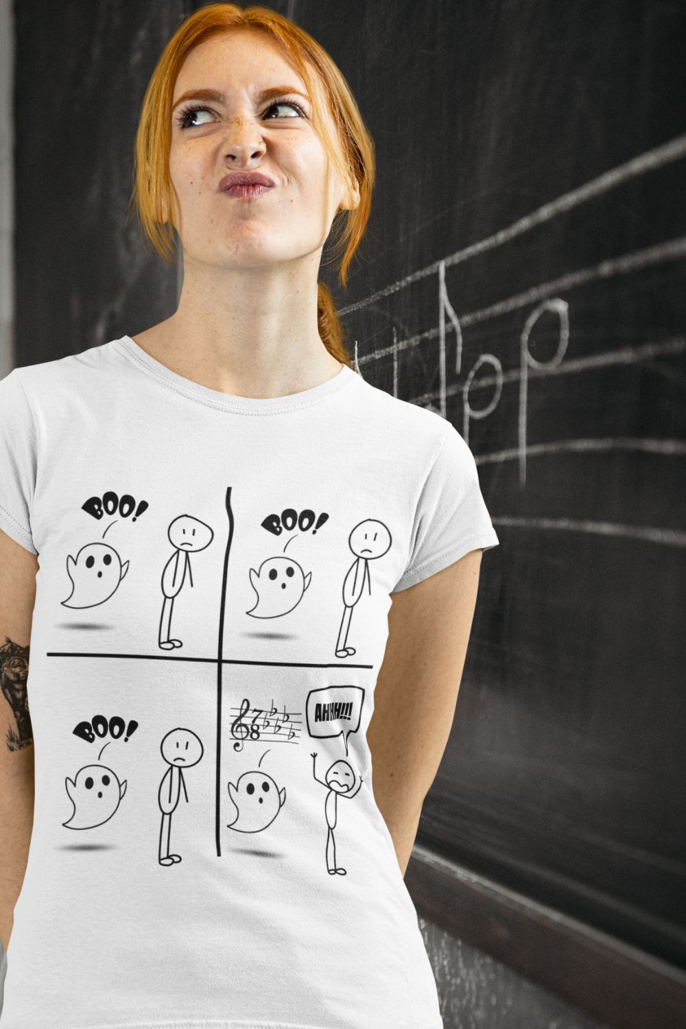 Scary Time Signatures Women’s T-Shirt – Terrifying Music Theory Design