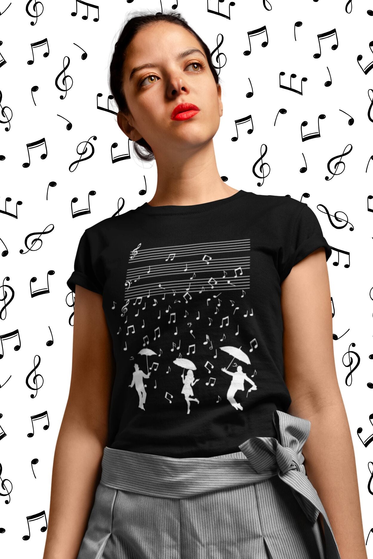Women's Theatre & Music T-Shirt – Dance in the Rain Design, Softstyle Fit
