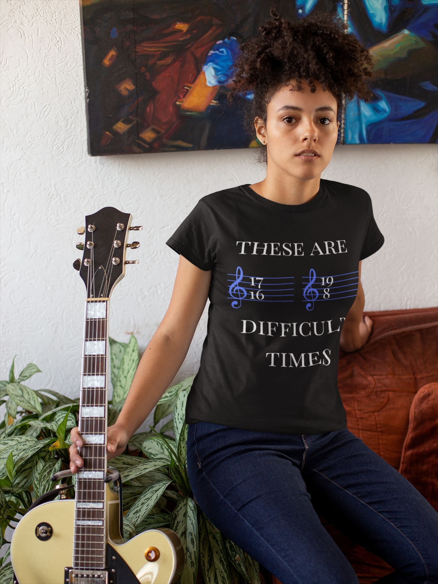 Women’s Music-Themed T-Shirt – "These Are Difficult Times"