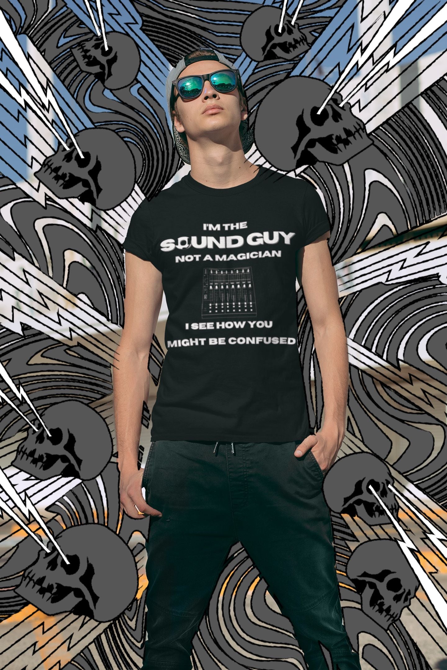 I’m the Sound Guy, Not a Magician" Men's T-Shirt – Perfect for Theatre and Audio Tech Pros