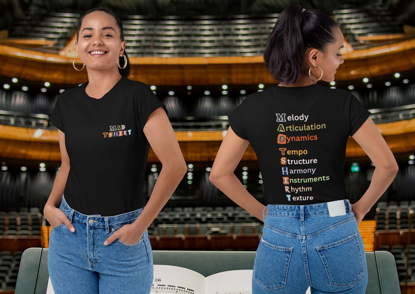 Women's "Mad T-shirt" Music Lovers’ Tee – M.A.D.T.S.H.I.R.T Design for Music Enthusiasts