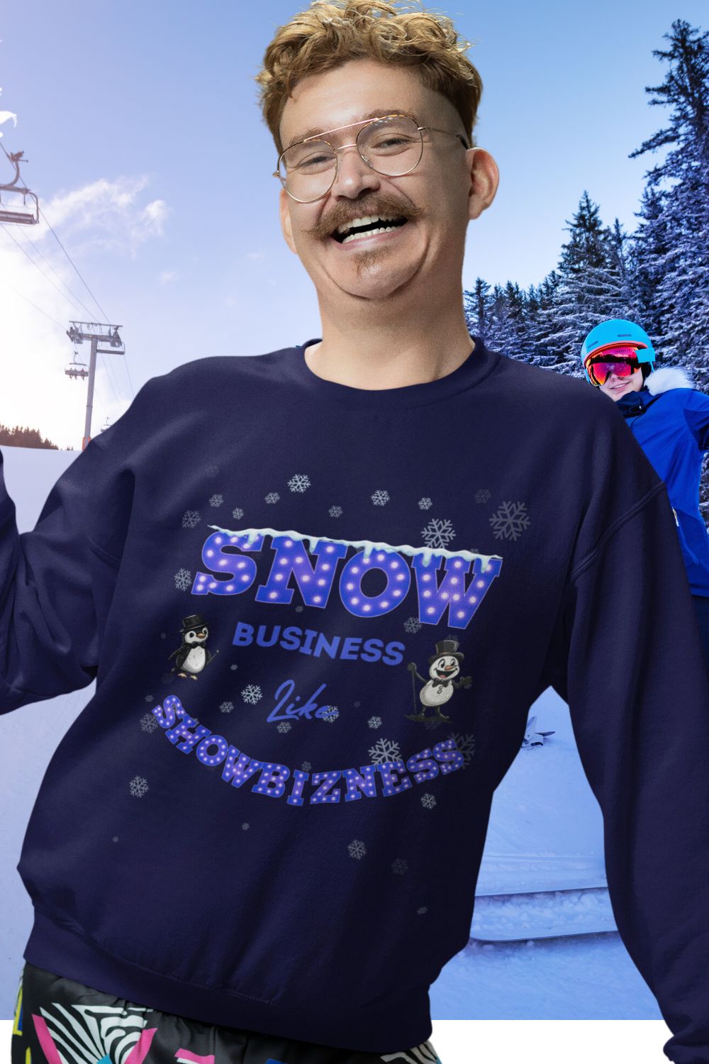 Men's Navy Showbiz Christmas Sweatshirt – Festive & Cosy