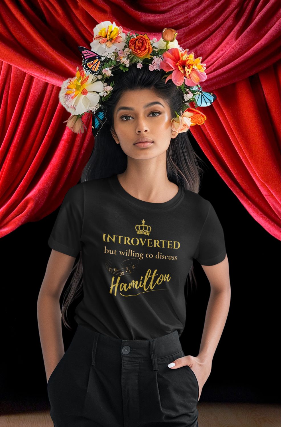 Women’s “Introverted But Willing to Discuss Hamilton” Fitted T-Shirt – Theatre Collection