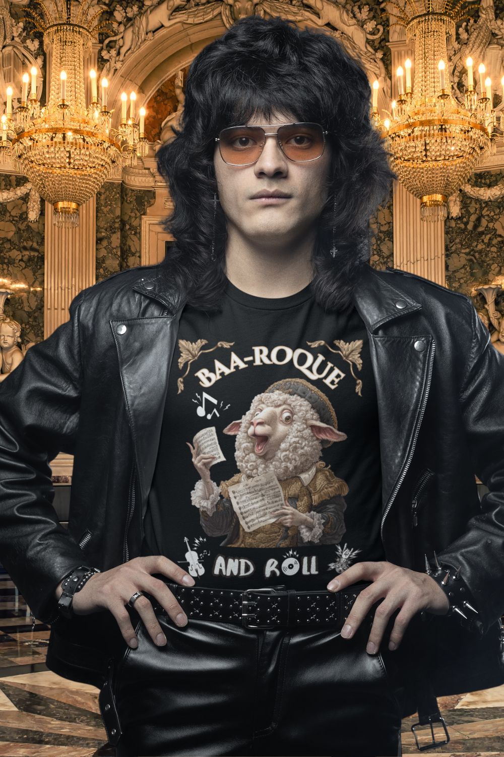 Men’s Baa-Roque and Roll Sheep T-Shirt – Unisex Fit, Music & Theatre Inspired