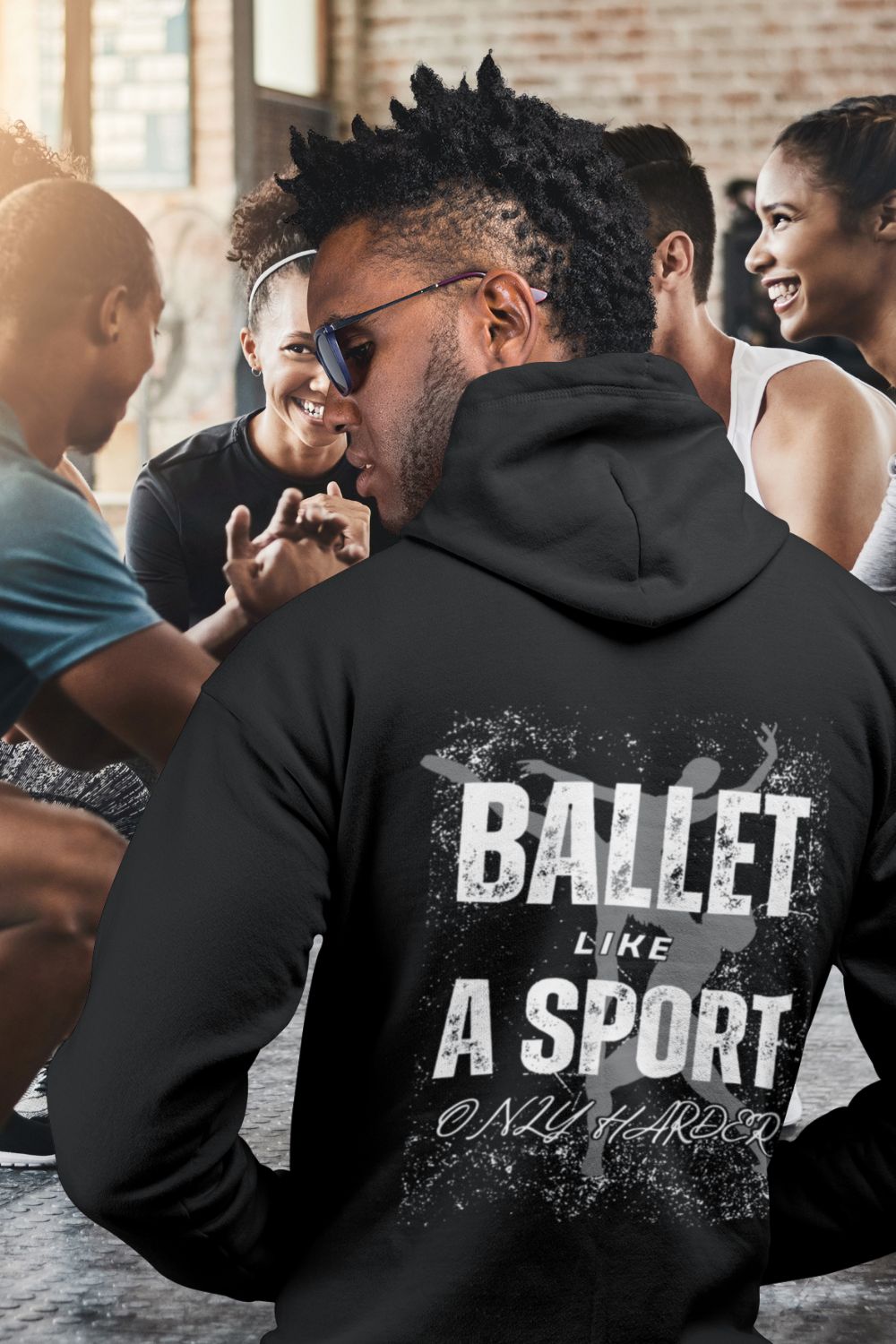 Men’s Ballet Hoodie – Like a Sport-Only Harder Unisex Fit, Jet Black & Heather Grey