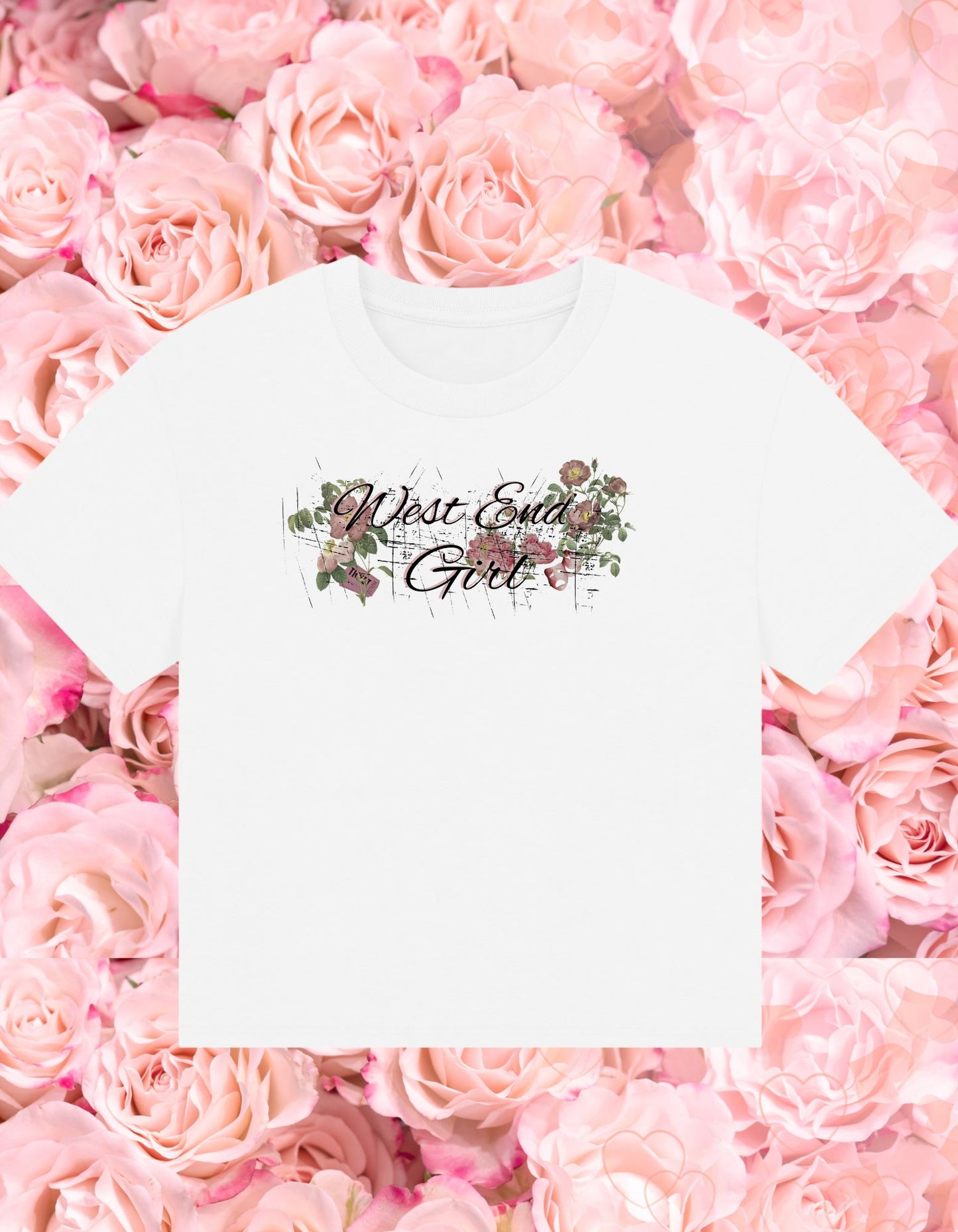 West End Girl Organic Boxy T-Shirt – Cropped Oversized Fit with Floral Design