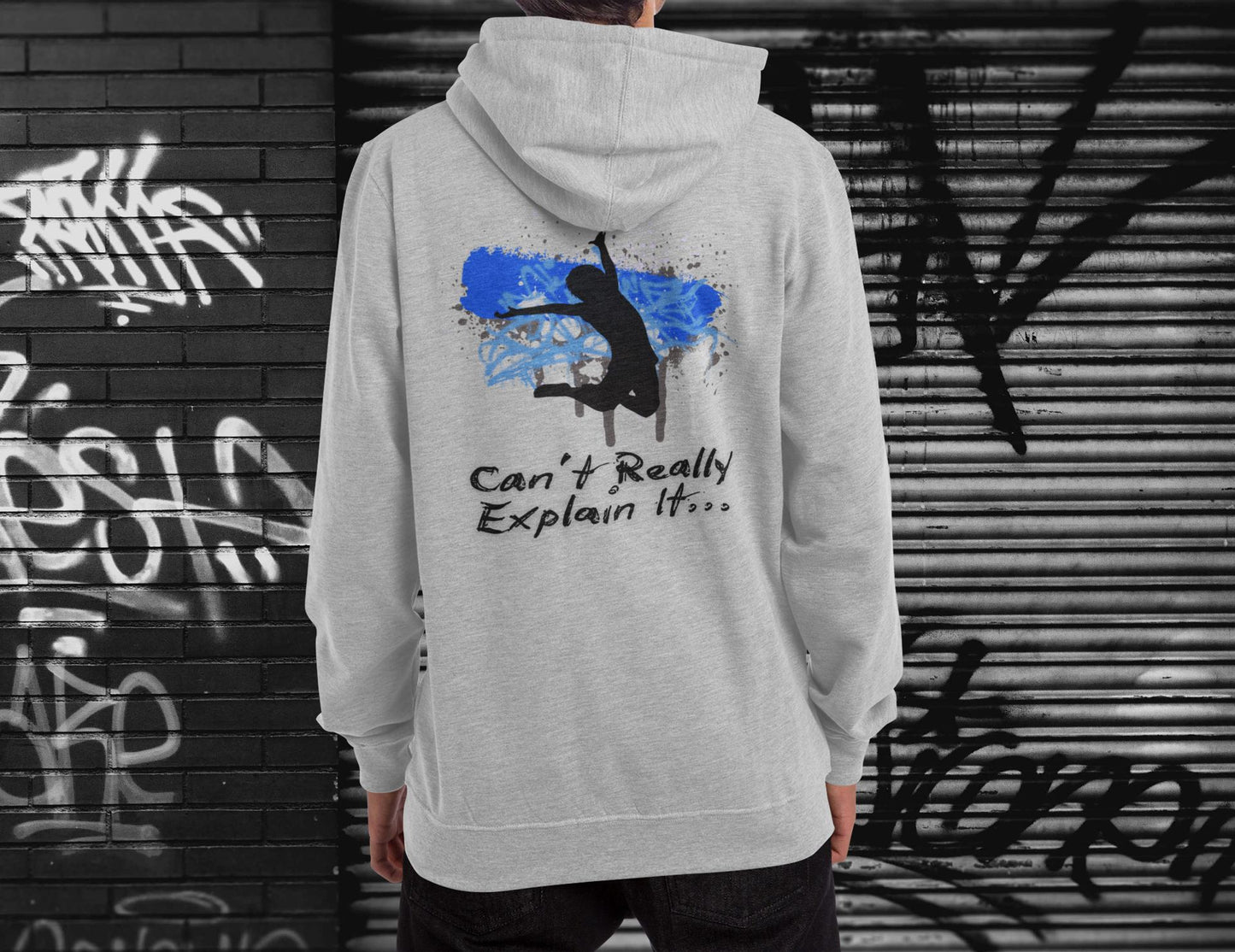 Boys' Unisex Hoodie – Dance Silhouette Design in Electric Blue & Grey – For Boys Who Dance