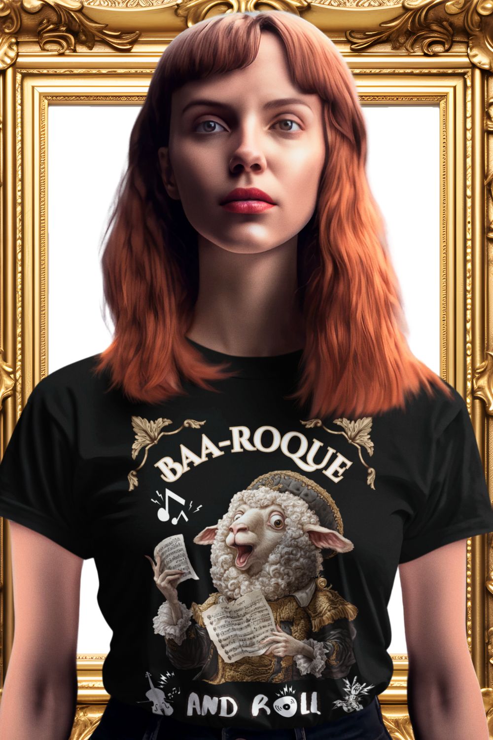 Women’s Baa-Roque and Roll Sheep T-Shirt – Slim Fit, Music & Theatre Inspired