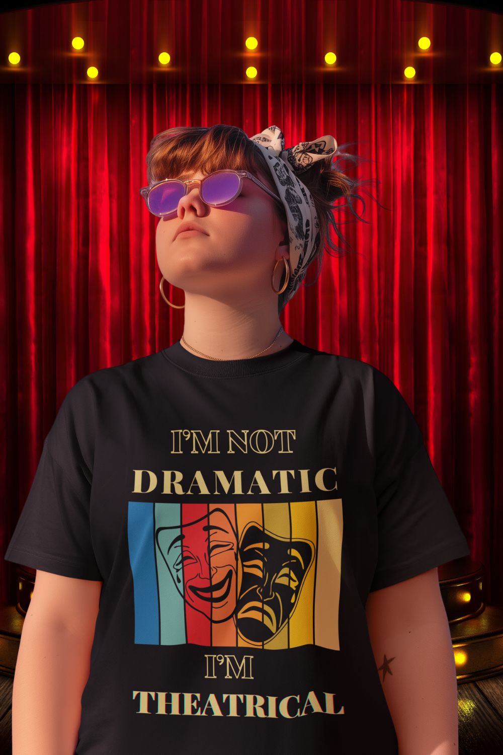 I’m Not Dramatic I’m Theatrical – Funny Men’s (Unisex)Theatre T-Shirt with Masks