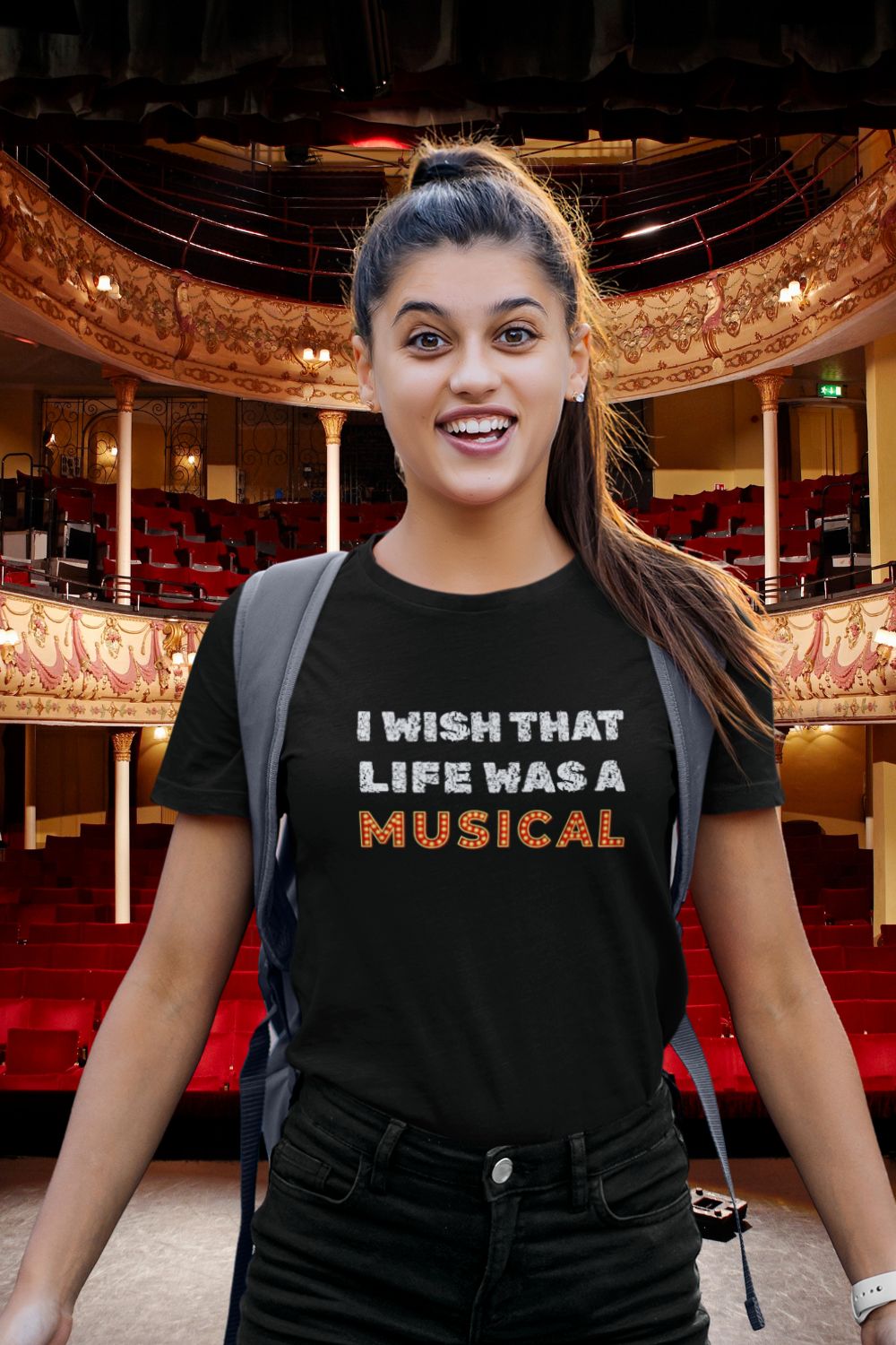 "I Wish That Life Was a Musical" Women’s Fitted Theatre T-Shirt – Musical Gift for Her