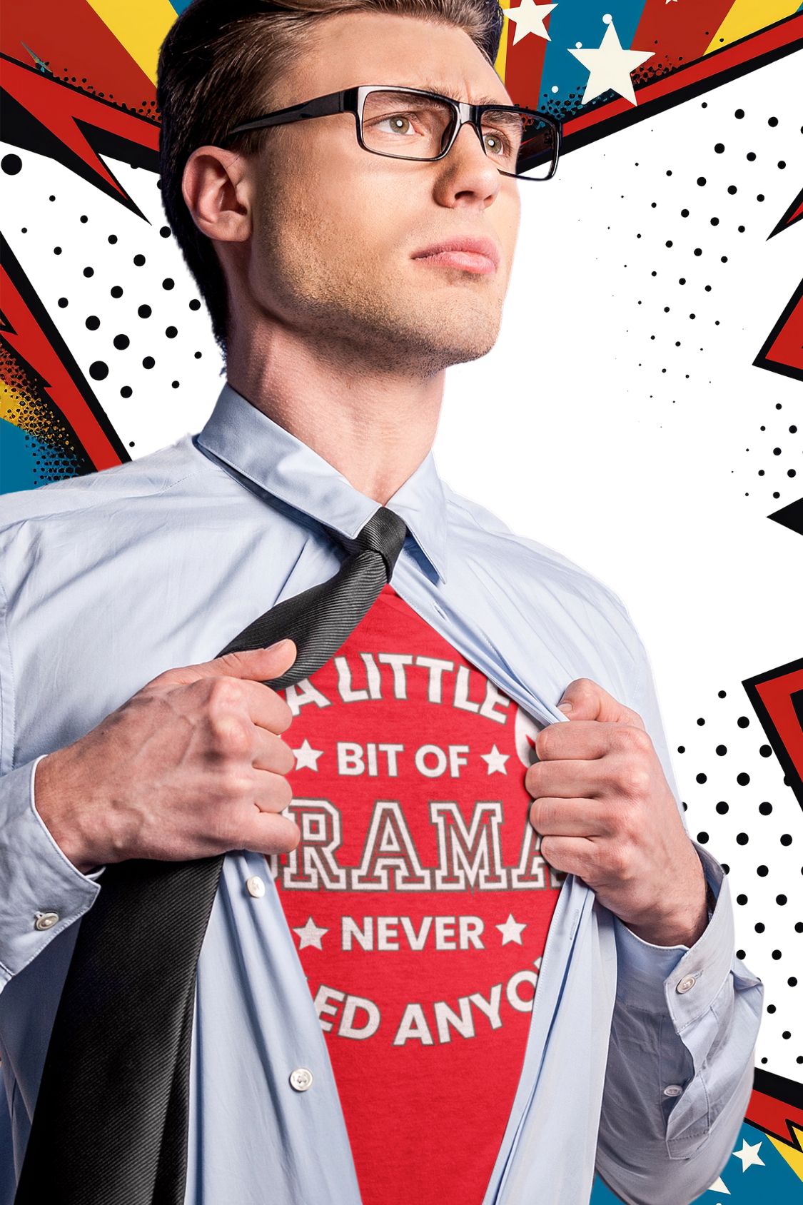 A Little Bit of Drama Never Killed Anyone – Men’s Theatre T-Shirt with Comedy & Tragedy Masks