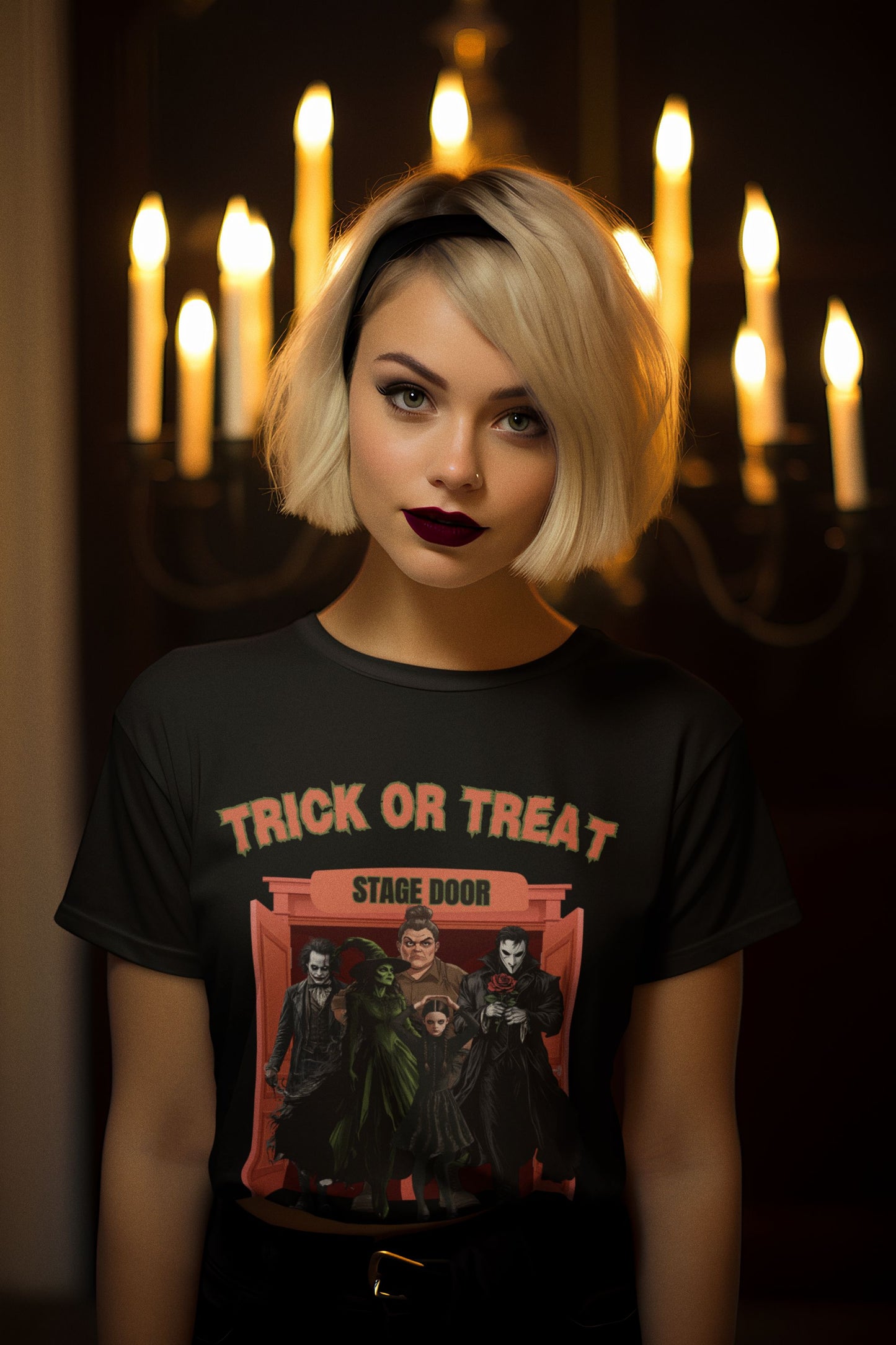 Trick or Treat Women’s T-Shirt – Theatre-Inspired Halloween Design