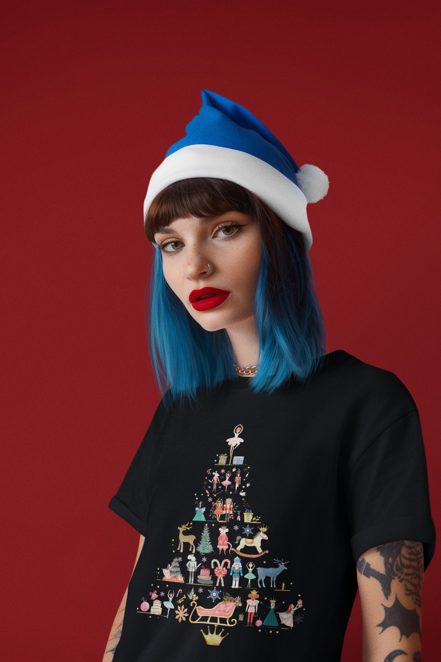 Nutcracker Tree Silhouette Women's T-Shirt – Theatre Christmas Unisex Design