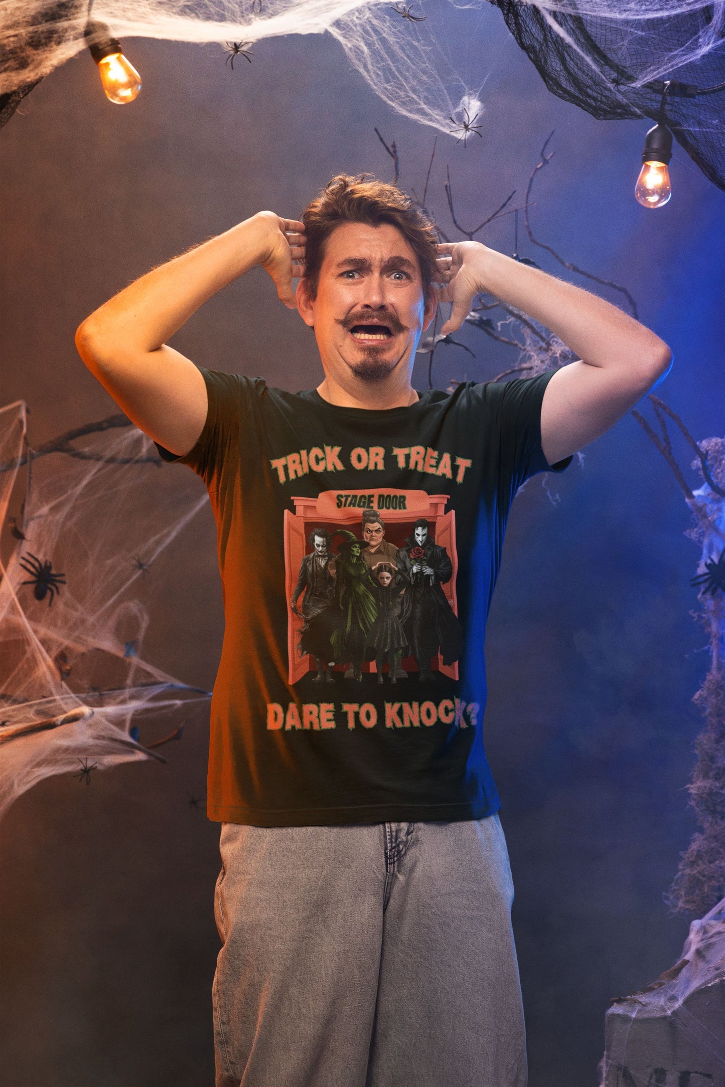 Trick or Treat Men’s T-Shirt – Theatre-Inspired Halloween Design (Unisex Fit)