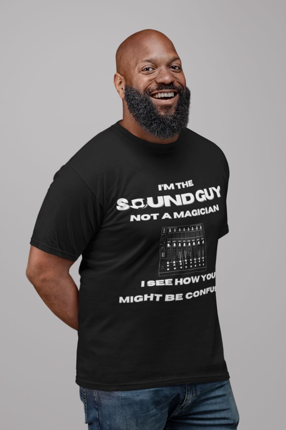I’m the Sound Guy, Not a Magician" Men's T-Shirt – Perfect for Theatre and Audio Tech Pros