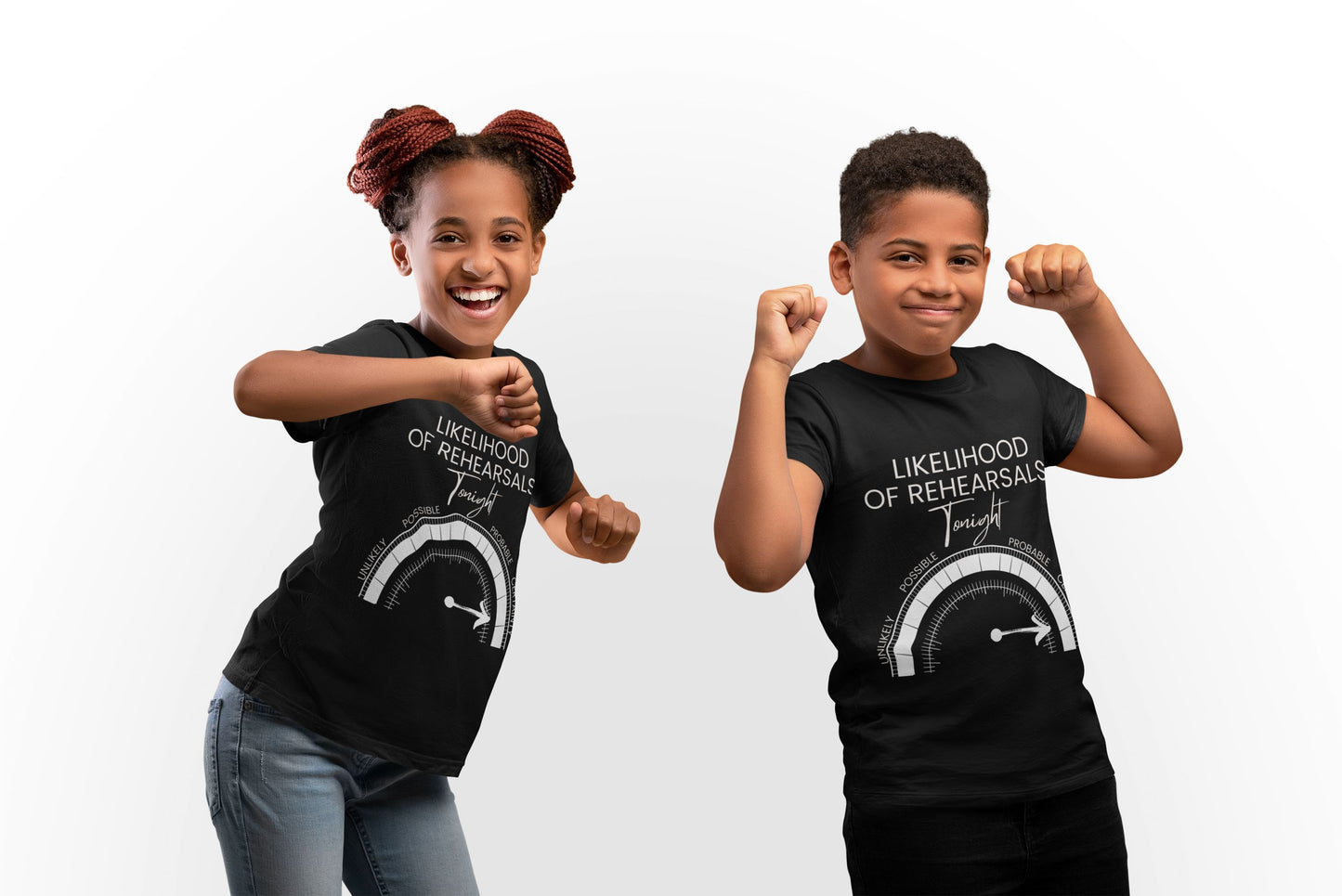 Theatre Ready: 'Likelihood of Rehearsals Tonight' Kids T-shirt