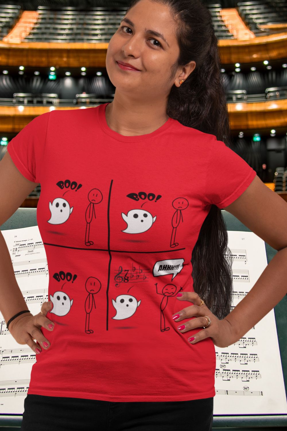 Scary Time Signatures Women’s T-Shirt – Terrifying Music Theory Design