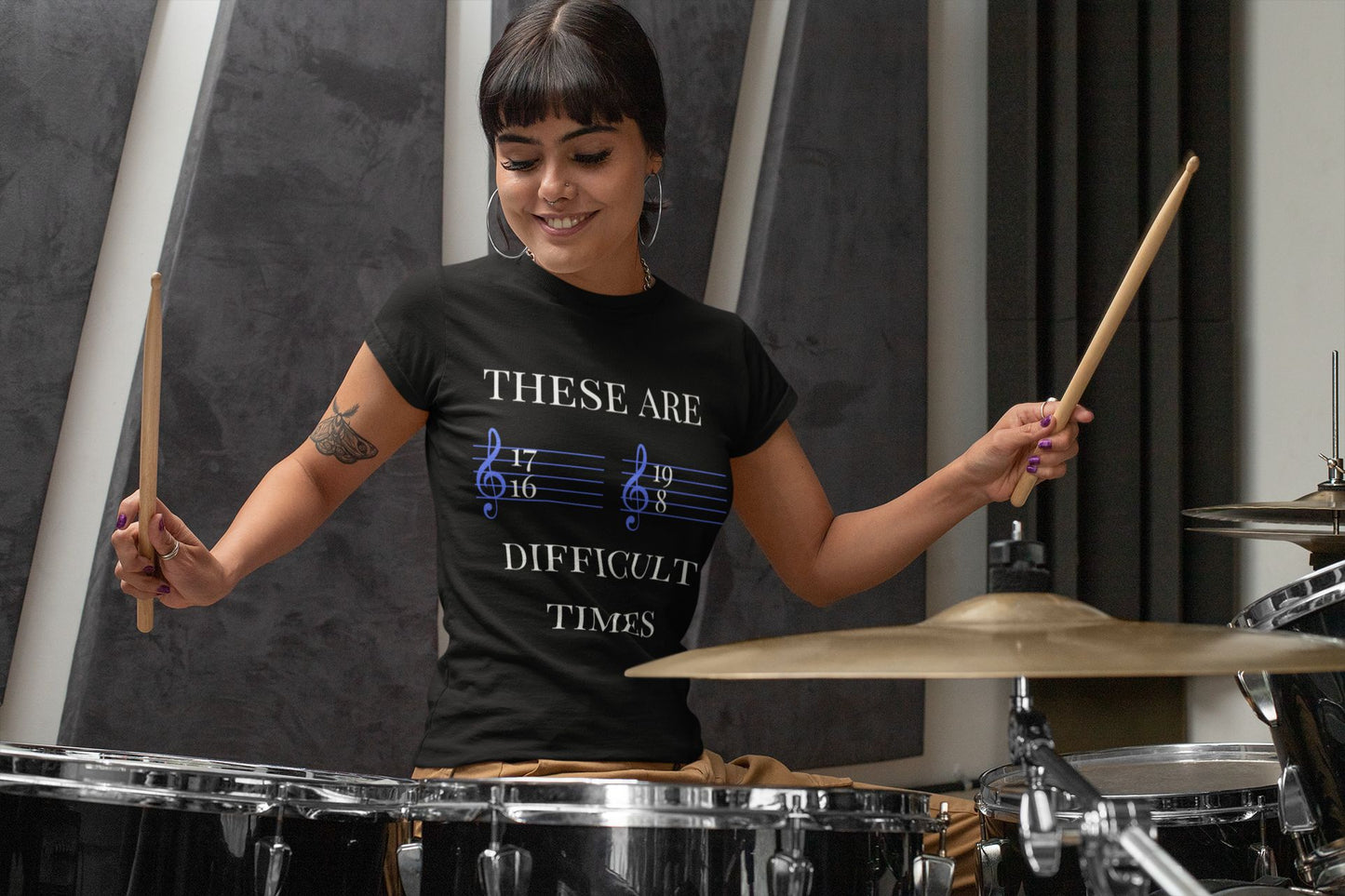 Women’s Music-Themed T-Shirt – "These Are Difficult Times"