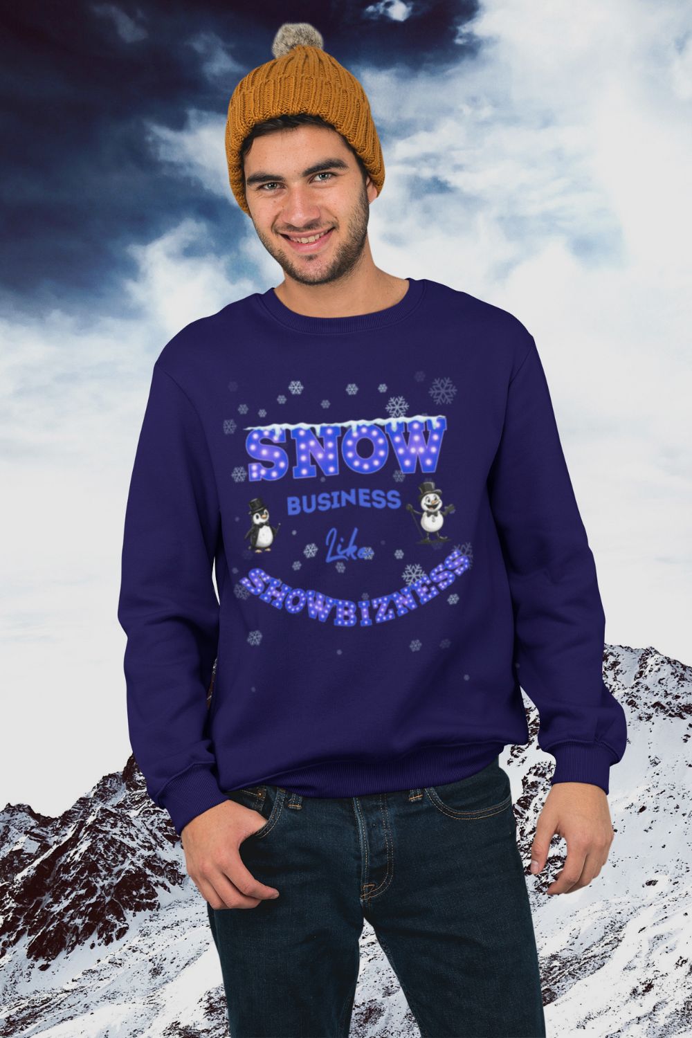 Men's Navy Showbiz Christmas Sweatshirt – Festive & Cosy