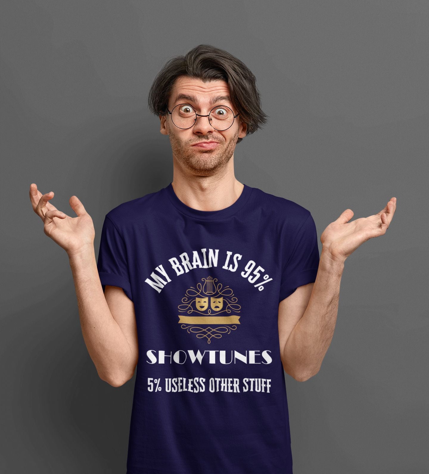 My Brain is 95% Showtunes Men's T-Shirt – Unisex Design for Theatre Lovers