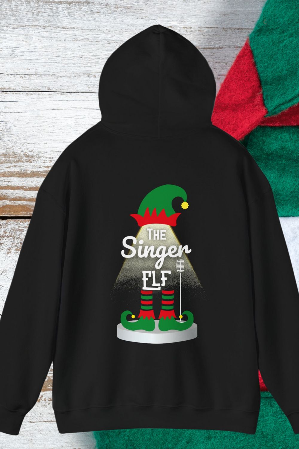 Men's Singer Elf Christmas Hoodie – Festive Theatre-Inspired Design