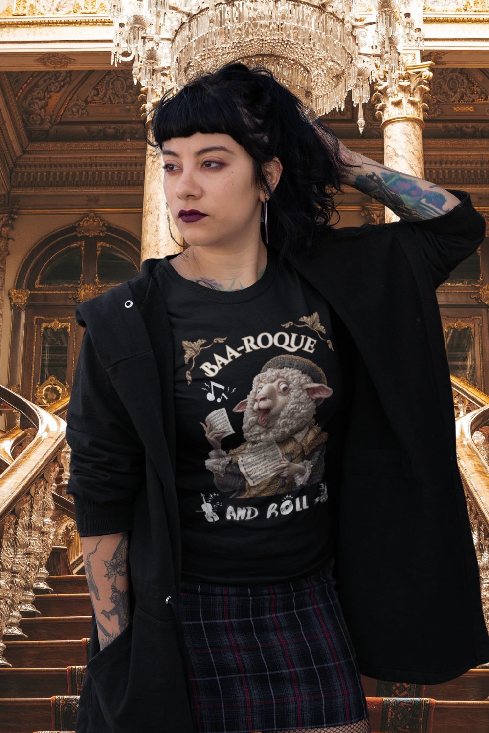 Women’s Baa-Roque and Roll Sheep T-Shirt – Slim Fit, Music & Theatre Inspired
