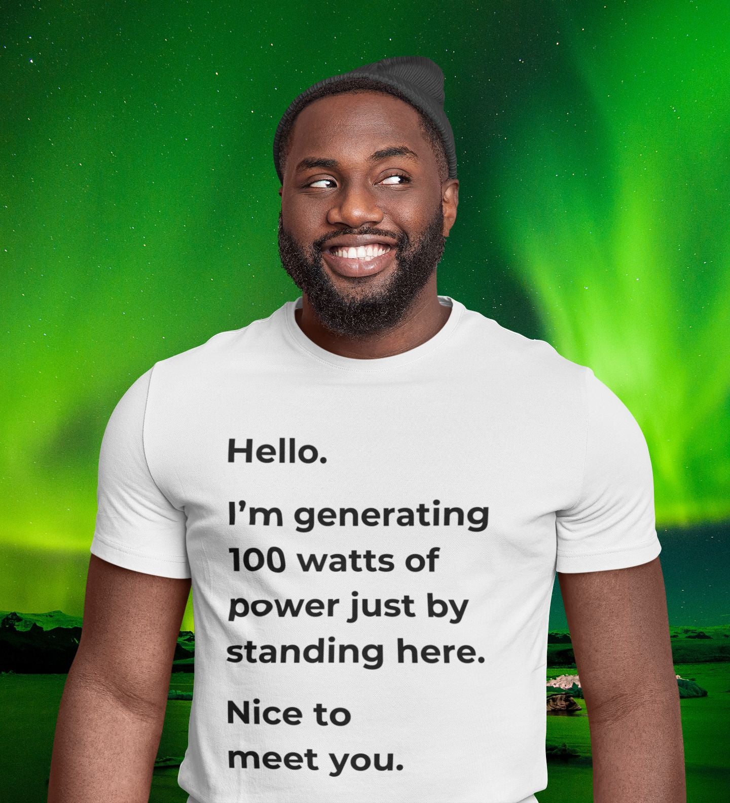 Hello, I'm Generating 100 Watts (Unisex) Men's T-shirt: A Powerful Science-Inspired Design