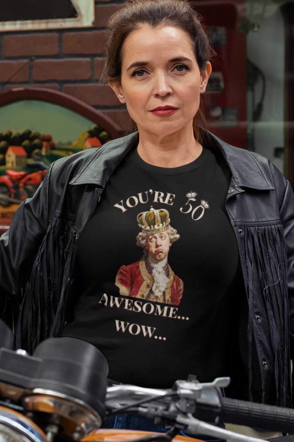 Women’s Theatre 50th Birthday T-Shirt – You’re 50. Awesome. Wow.