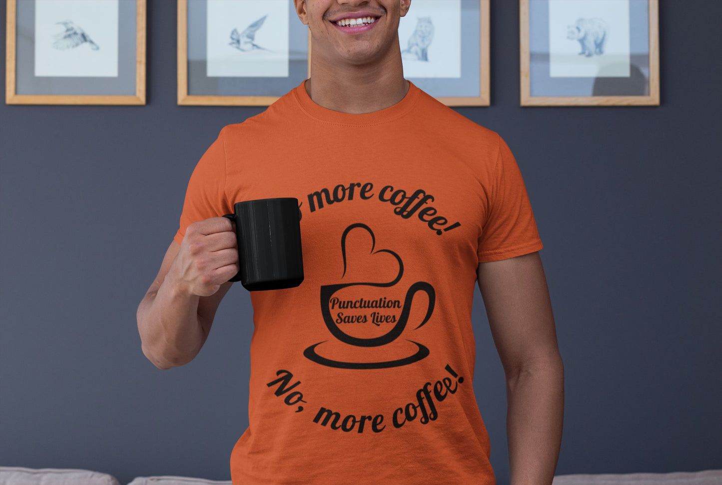 "No More Coffee" – Men's T-Shirt (Unisex Fit) for Grammar & Coffee Lovers