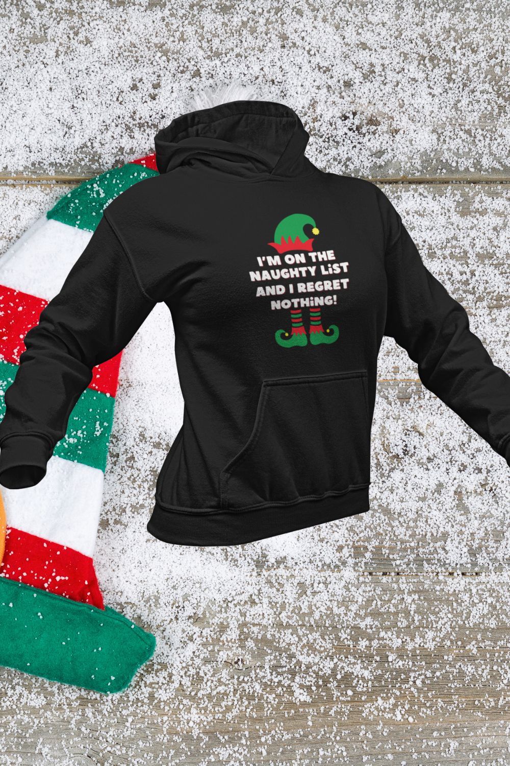Women’s Christmas Hoodie – "I'm on the Naughty List, and I Regret Nothing" – Funny Festive Hoodie
