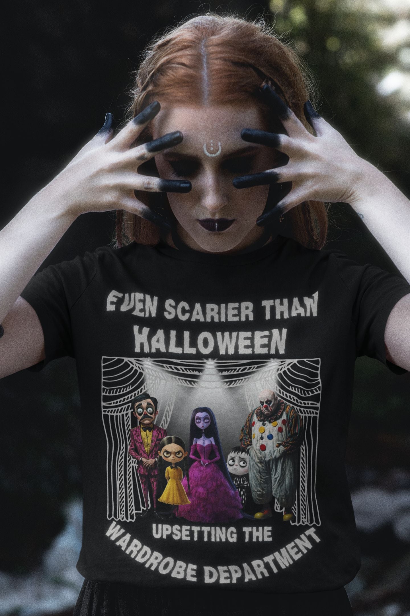 Even Scarier Than Halloween Women's T-Shirt – Theatre-Inspired Design for Costume Chaos