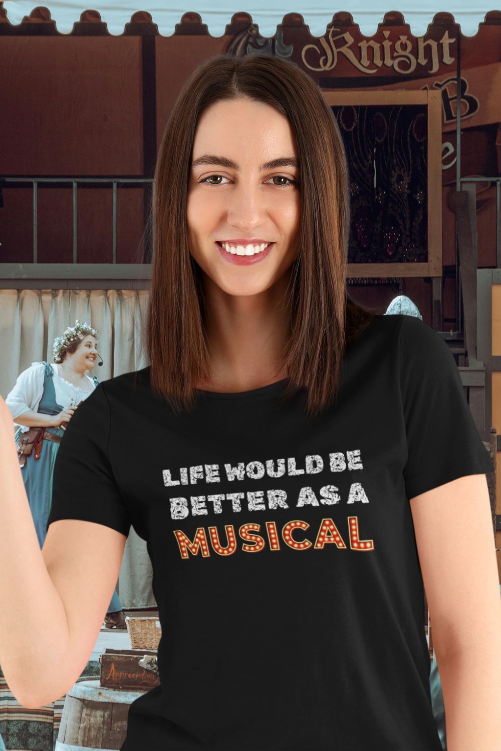 "Life Would Be Better as a Musical" Women’s Fitted Theatre T-Shirt – Black | Musical Fan Gift