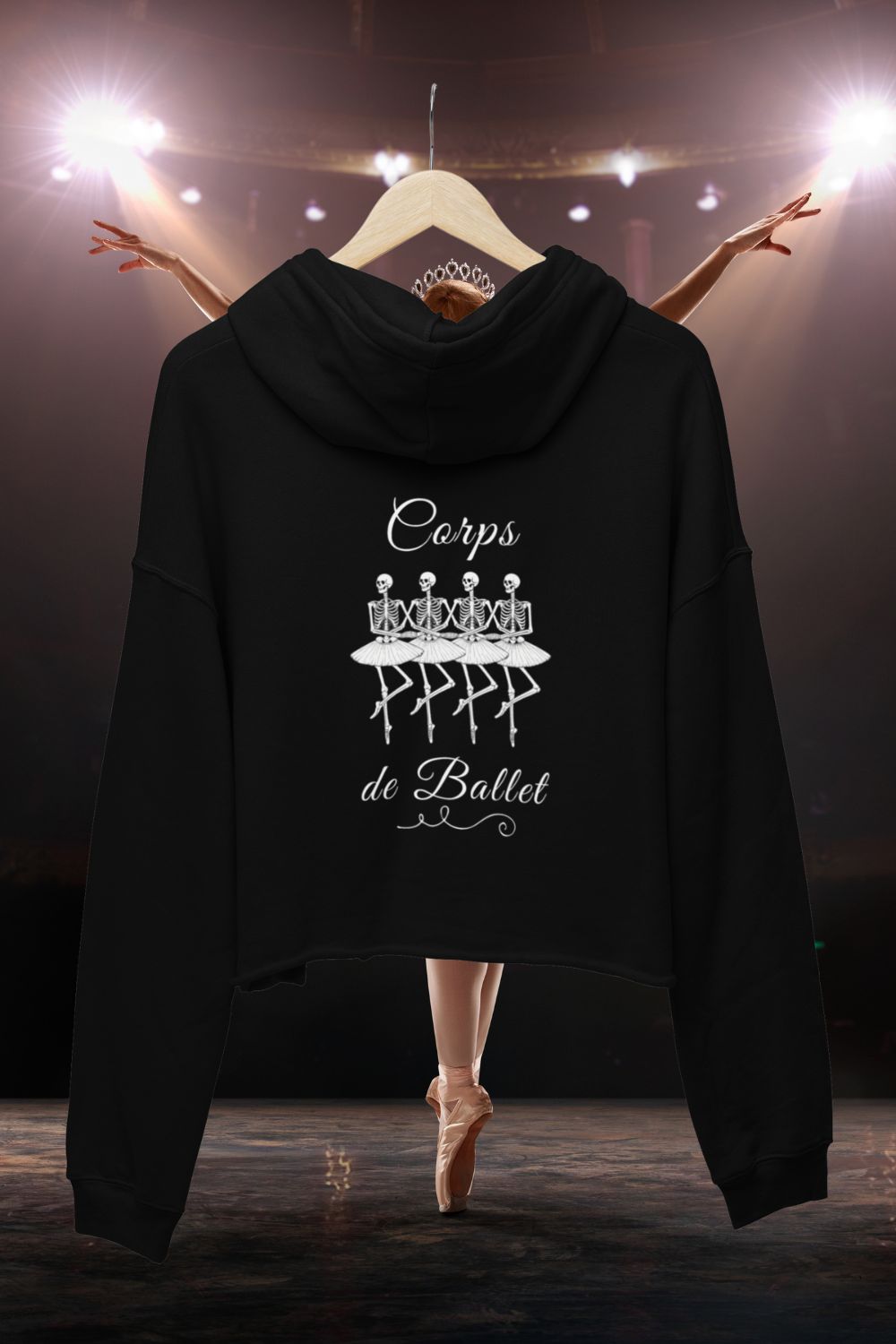 Women’s Organic Relaxed Fit Hoodie – Corps de Ballet Skeleton Back