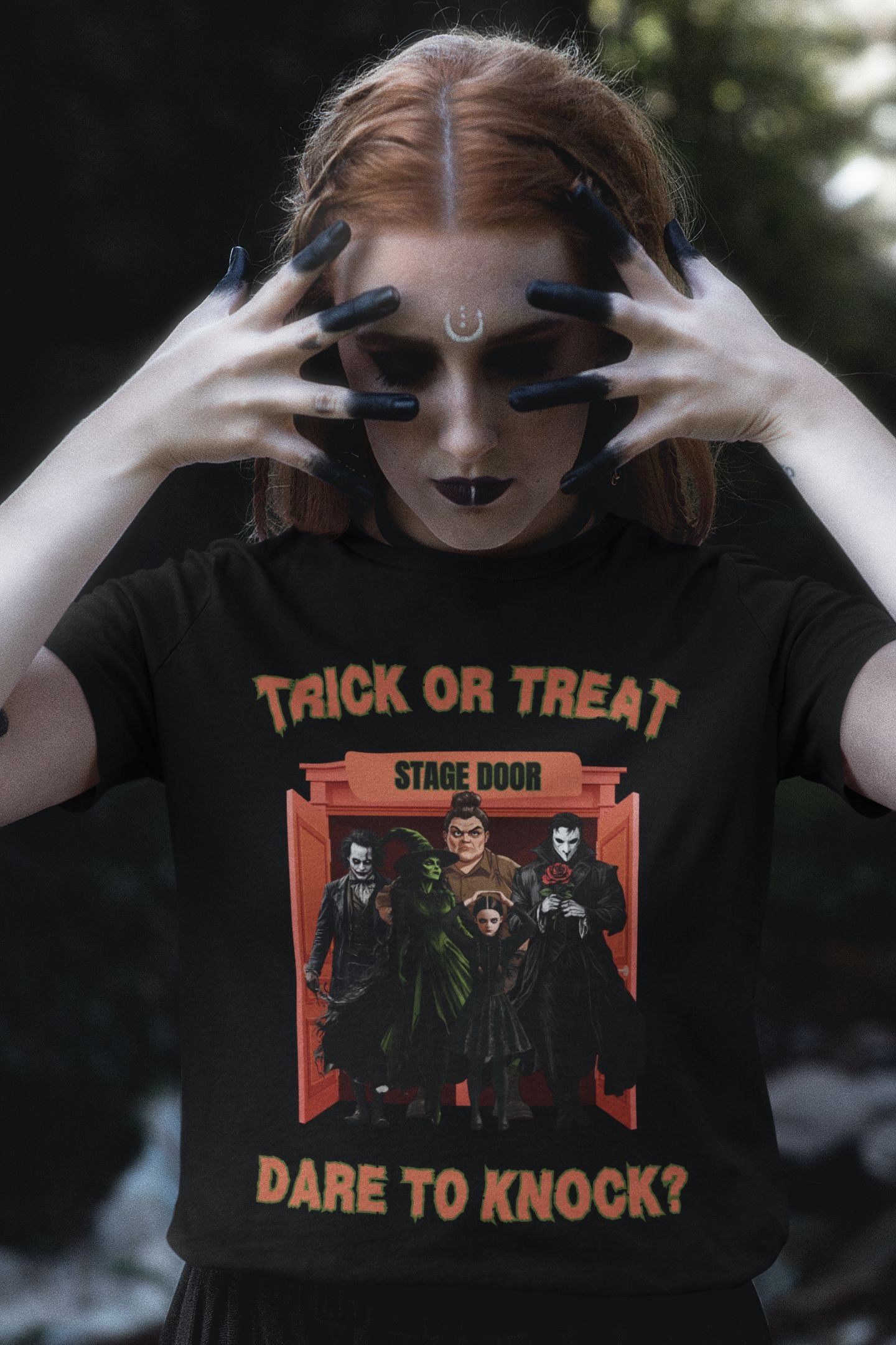 Trick or Treat Women’s T-Shirt – Theatre-Inspired Halloween Design