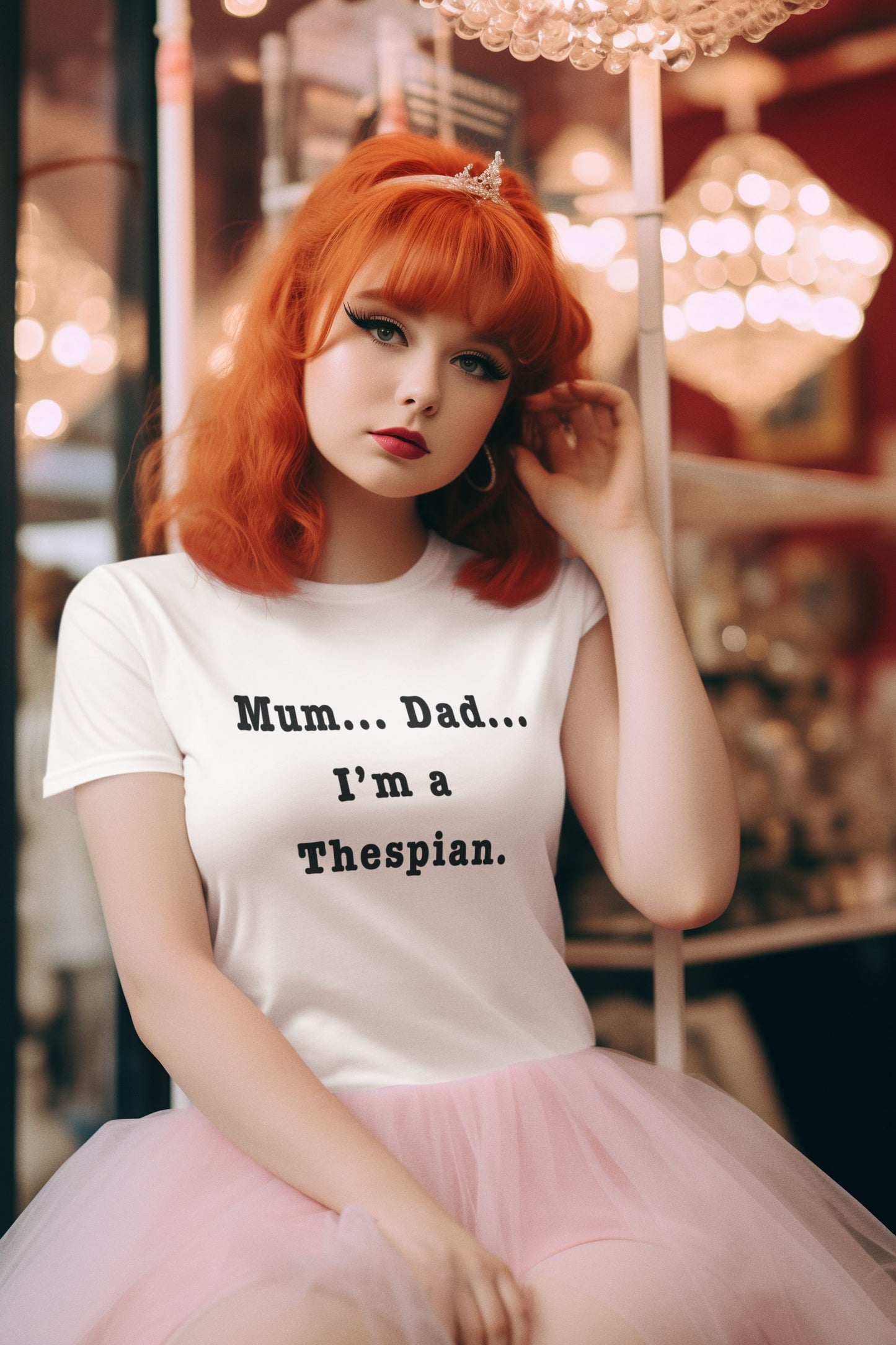 "Mum… Dad… I'm a Thespian Women's Theatre T-Shirt – Feminine Fit for Stage Enthusiasts"