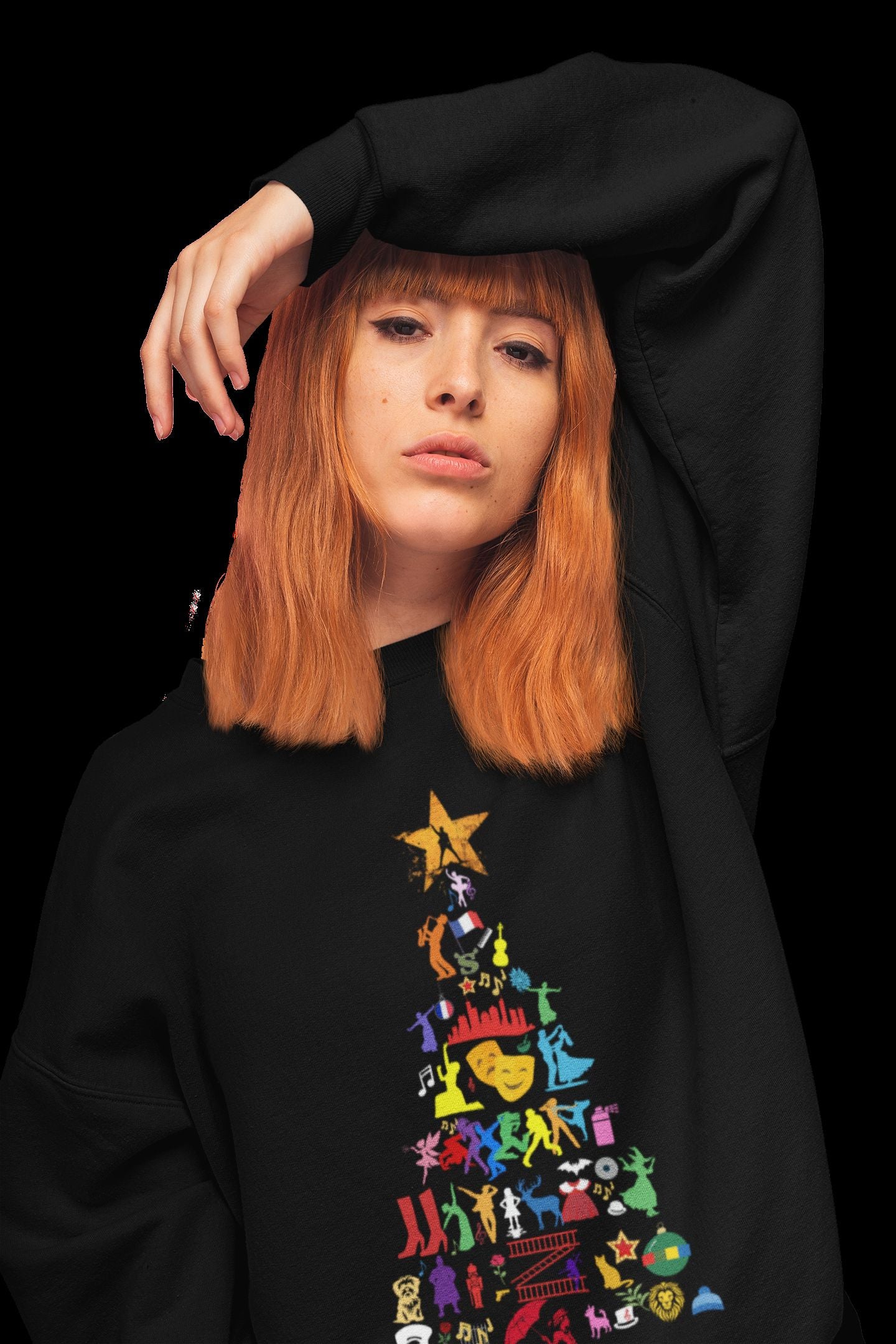 Women's Musical Theatre Christmas tree Sweatshirt – Cosy Unisex Design for Festive Fans