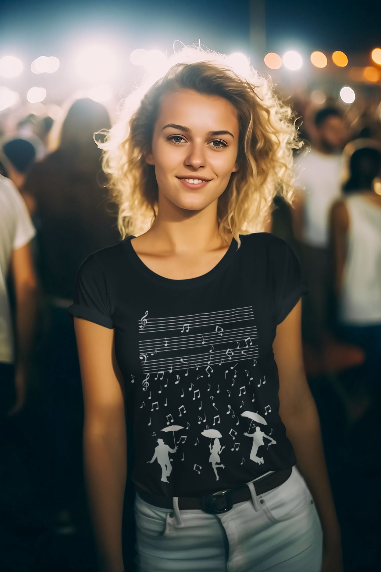 Women's Theatre & Music T-Shirt – Dance in the Rain Design, Softstyle Fit