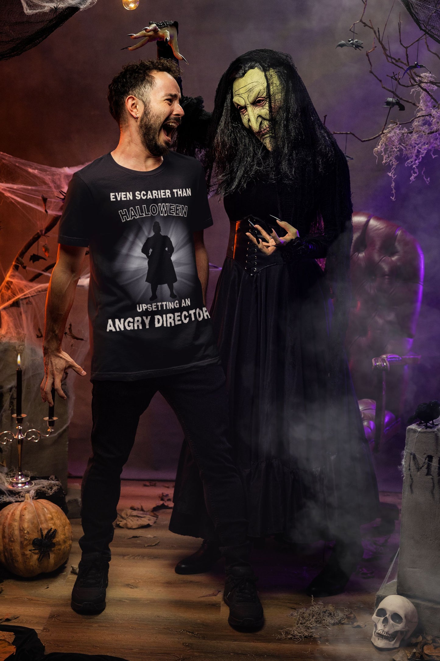 Even Scarier Than Halloween Men’s T-Shirt – Upsetting an Angry Director, Theatre-Inspired Unisex Design