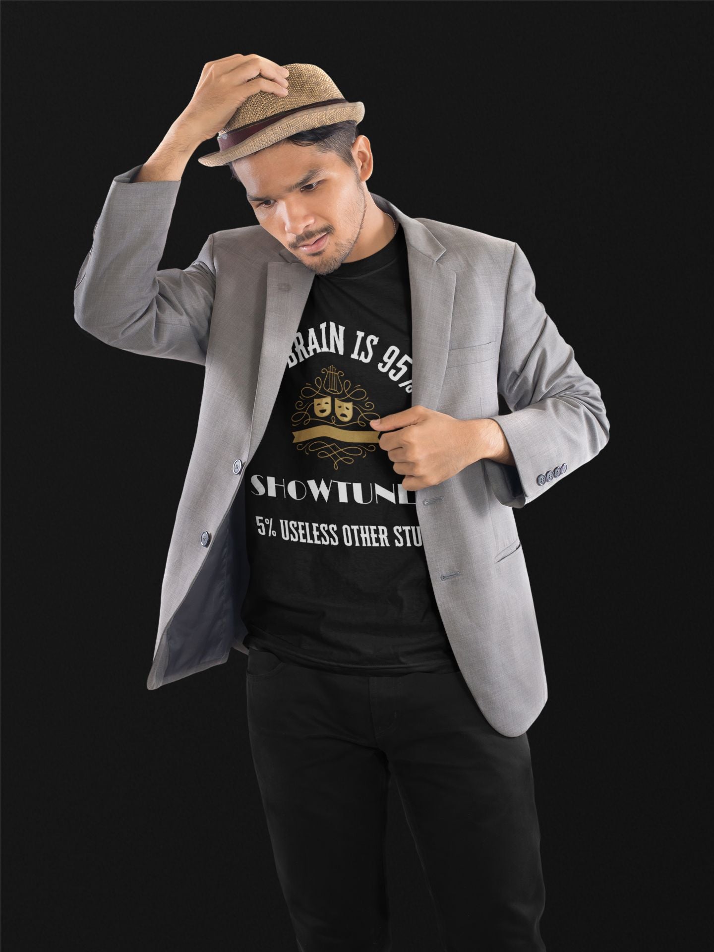 My Brain is 95% Showtunes Men's T-Shirt – Unisex Design for Theatre Lovers