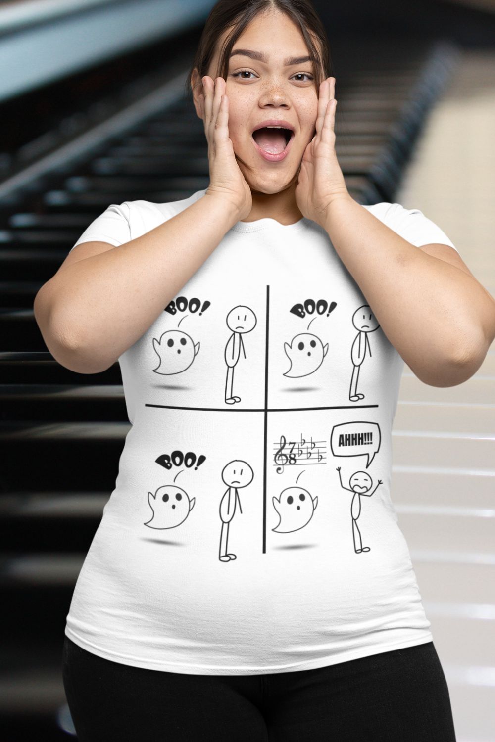 Scary Time Signatures Women’s T-Shirt – Terrifying Music Theory Design