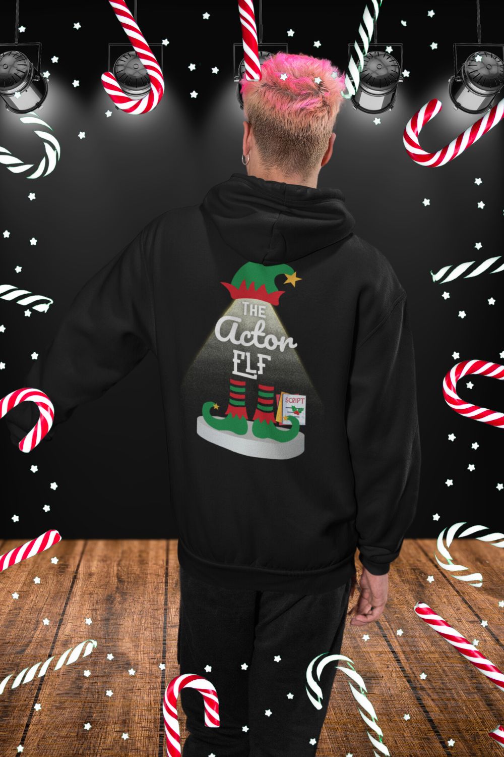 The Actor Elf Men’s Christmas Hoodie – Festive Cosy Style for Performers